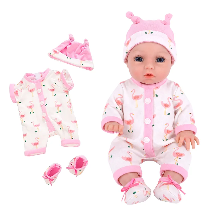 16" Pink Pattern Baby Doll Clothing Set Babeside Baby Doll Accessories 3 Pcs