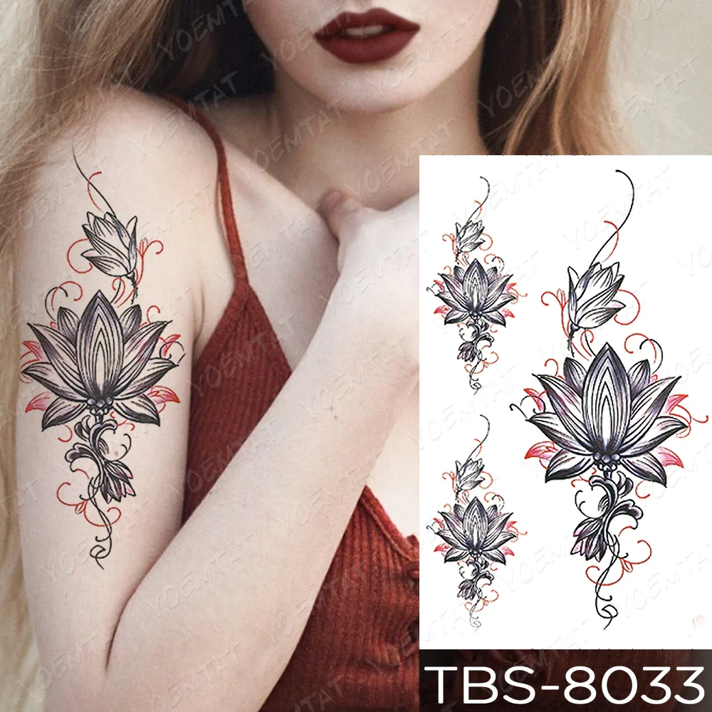 Sdrawing Temporary Tattoo Sticker Henna Mehndi Totem Flash Tatto Lotus Flower Hand Fingers Body Art Arm Fake Tatoo Men Women