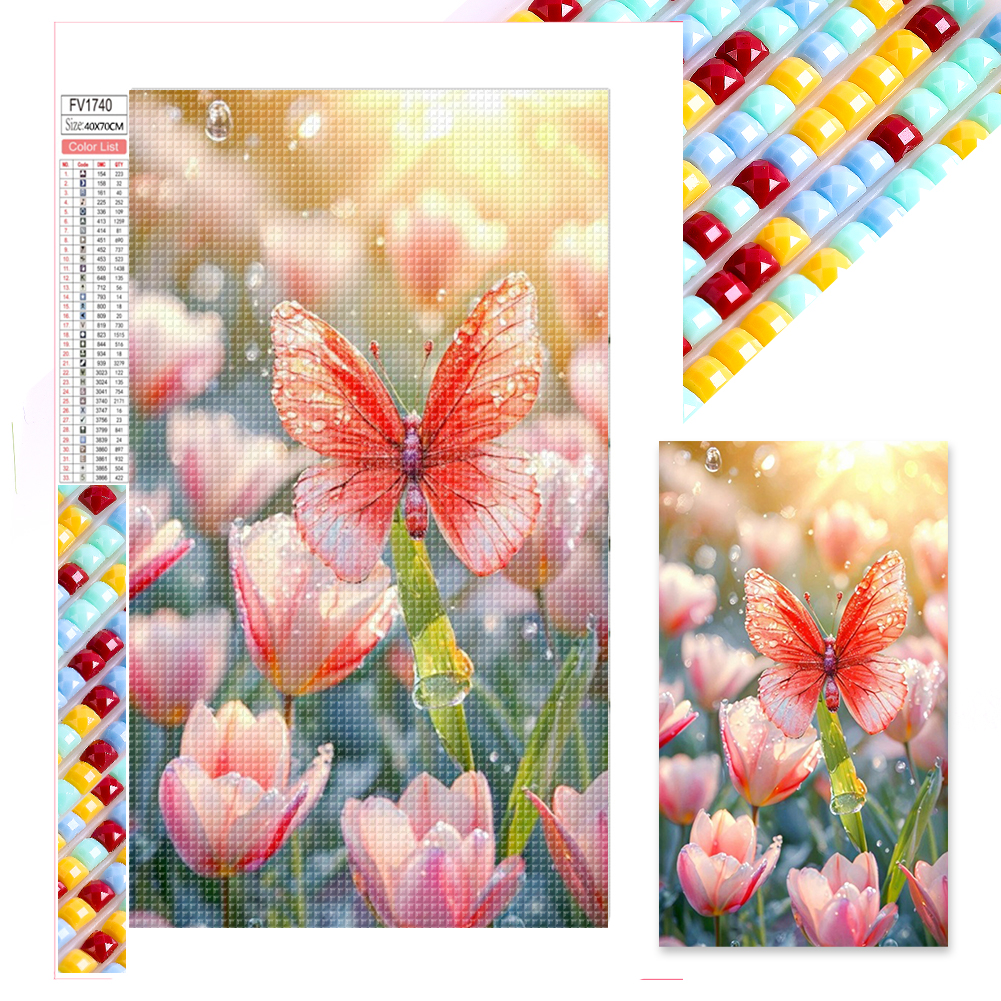 Pink Butterfly 40*70cm(picture) full square drill diamond painting