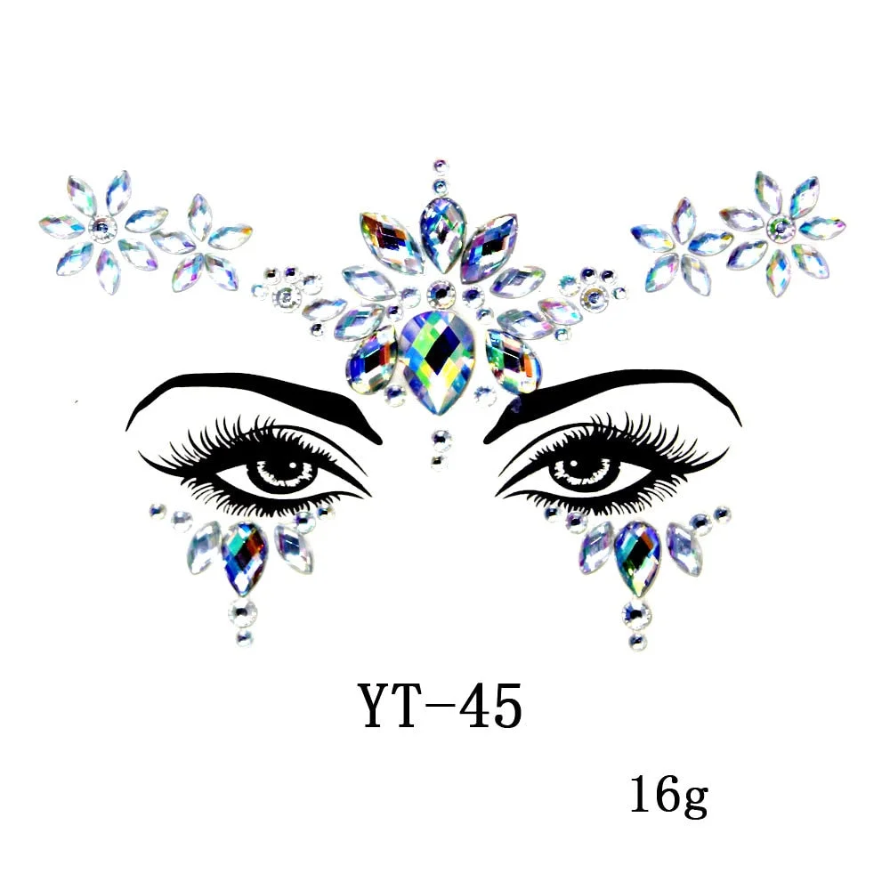 Facial Rhinestone Natural Resin Face Sticker Rhinestone Tattoo Makeup Party Christmas Party Face Decoration Makeup Stickers