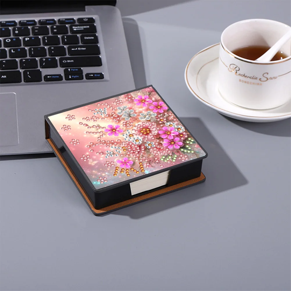 PU 5D Diamond Painting Kit Note Box DIY Diamond Art Notepad Box (Flower)