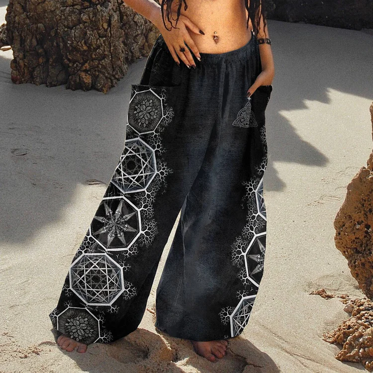 Wearshes Retro Tribal Celtic Witch Graphics Women'S Loose Pants