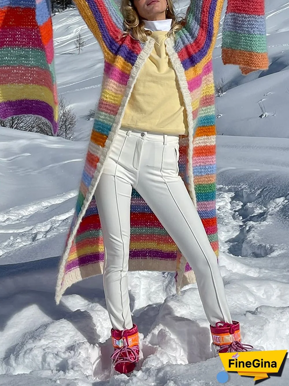 Fashion Gradient Striped Sweater Cardigan