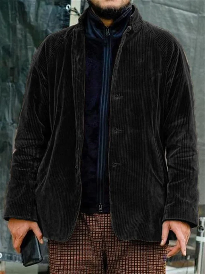 Men's Jacket Brown Fashion Trend Jacket Lapel Cardigan Solid Color Knitted Jacket-JRSEE