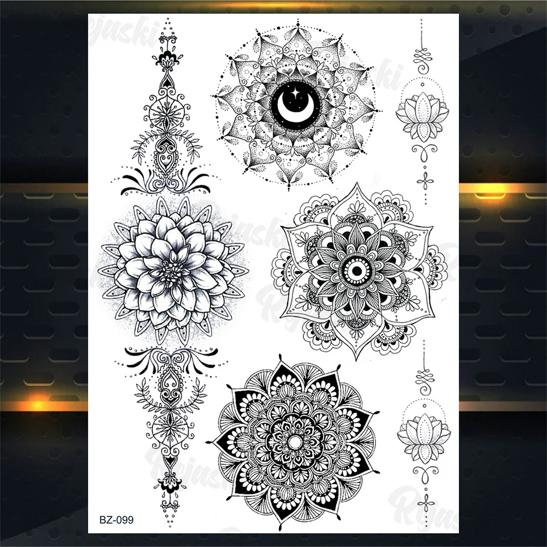 Sdrawing Elephant Pendant Temporary Tattoos For Women Men Lion Butterfly Snake Feather Fake Tattoo Sticker Glamour Back Body Tatoos