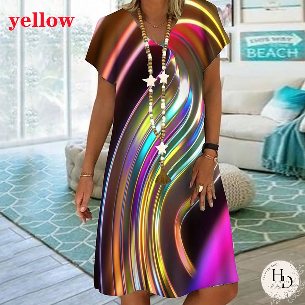 Women New Sexy Mini Dresses Ladies Print Plus Size Party Summer V-neck XS-8XL Female Dress