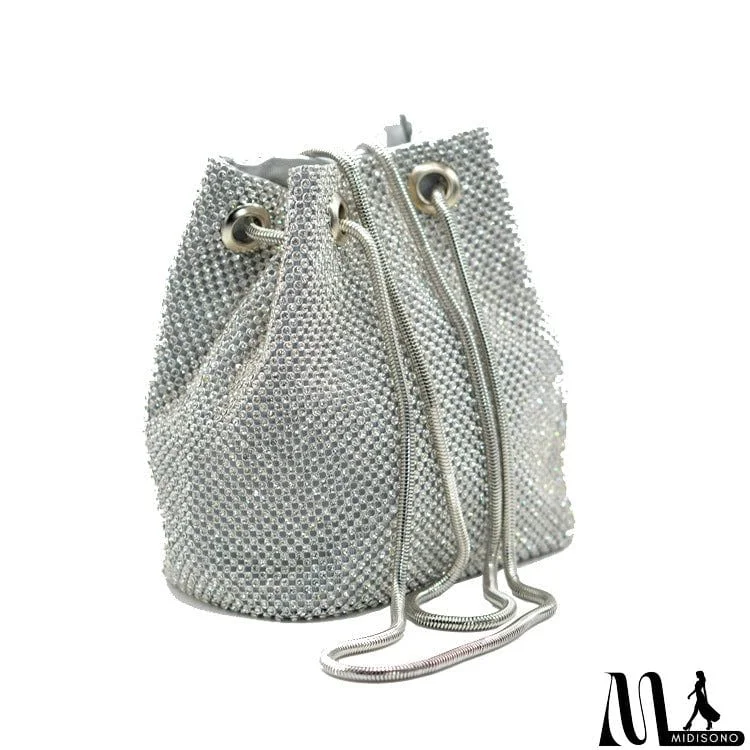 Sequined Rhinestone Cross-body Bucket Bag