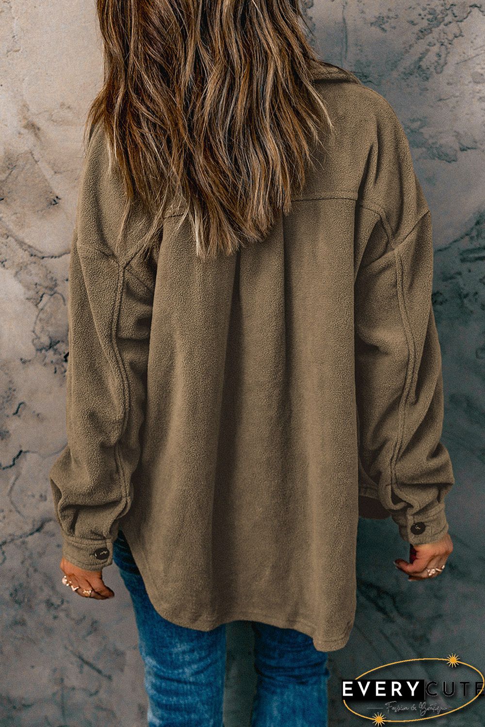 Turn Down Collar Buttoned Shirt Jacket