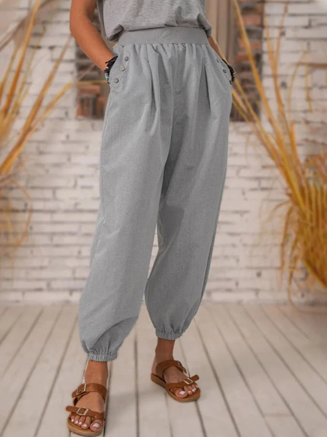 Women's Pure Color Casual Cotton Pants