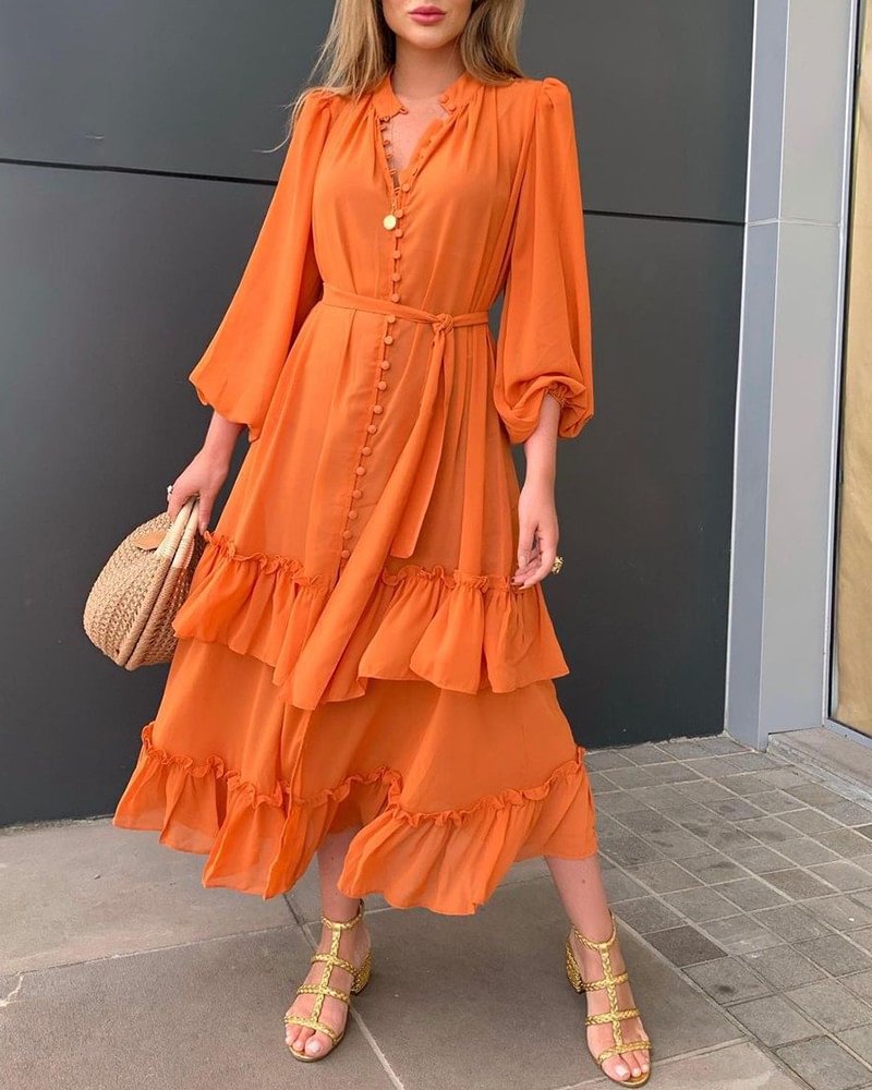 ruffle frill hem dress