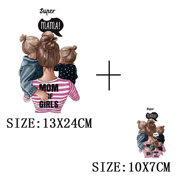 Mom&Baby Iron On Transfer For Woman Clothing DIY Washable Thermal Stickers On T-shirt Lovely Design Appliqued Patches On Clothes