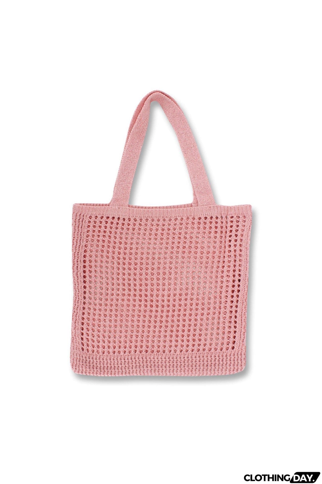 Solid Hollow-out Crochet Tote Bag