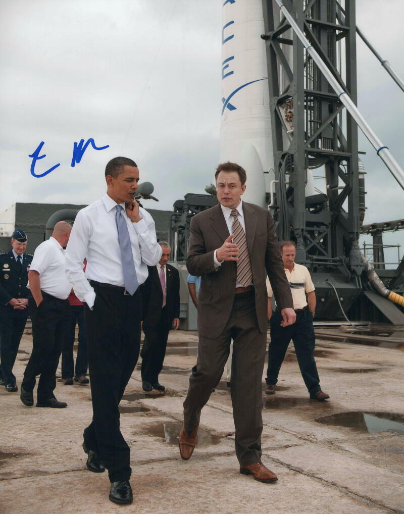 ELON MUSK SIGNED AUTOGRAPH 11X14 Photo Poster painting - SPACEX W/ PRESIDENT BARACK OBAMA ACOA B