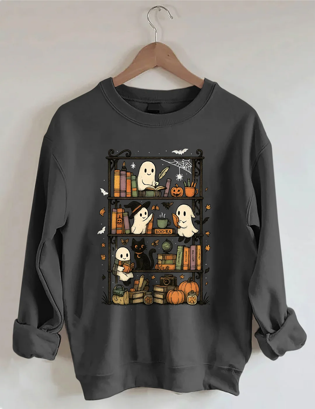 Retro Halloween Bookshelf Sweatshirt