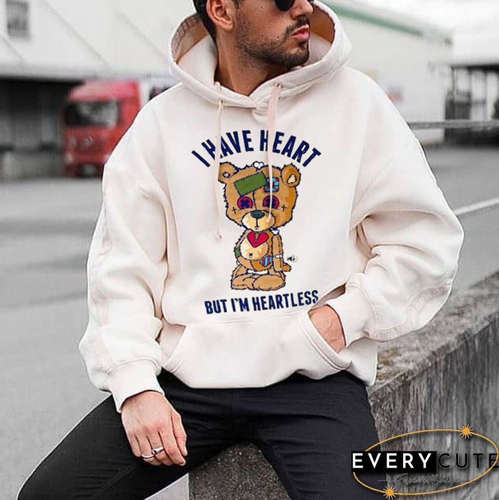 New Men's Fun Bear Print Casual Hoodie