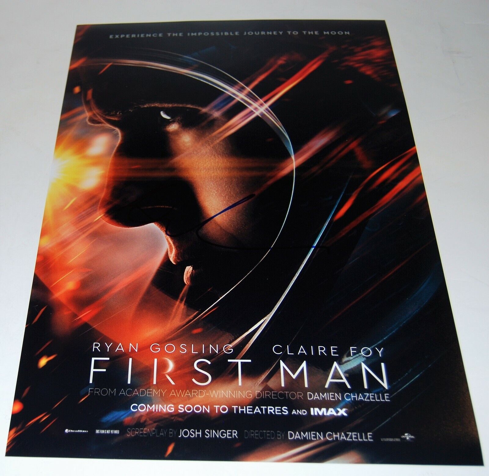 DAMIEN CHAZELLE signed (FIRST MAN) 12X18 movie poster Photo Poster painting *DIRECTOR* W/COA