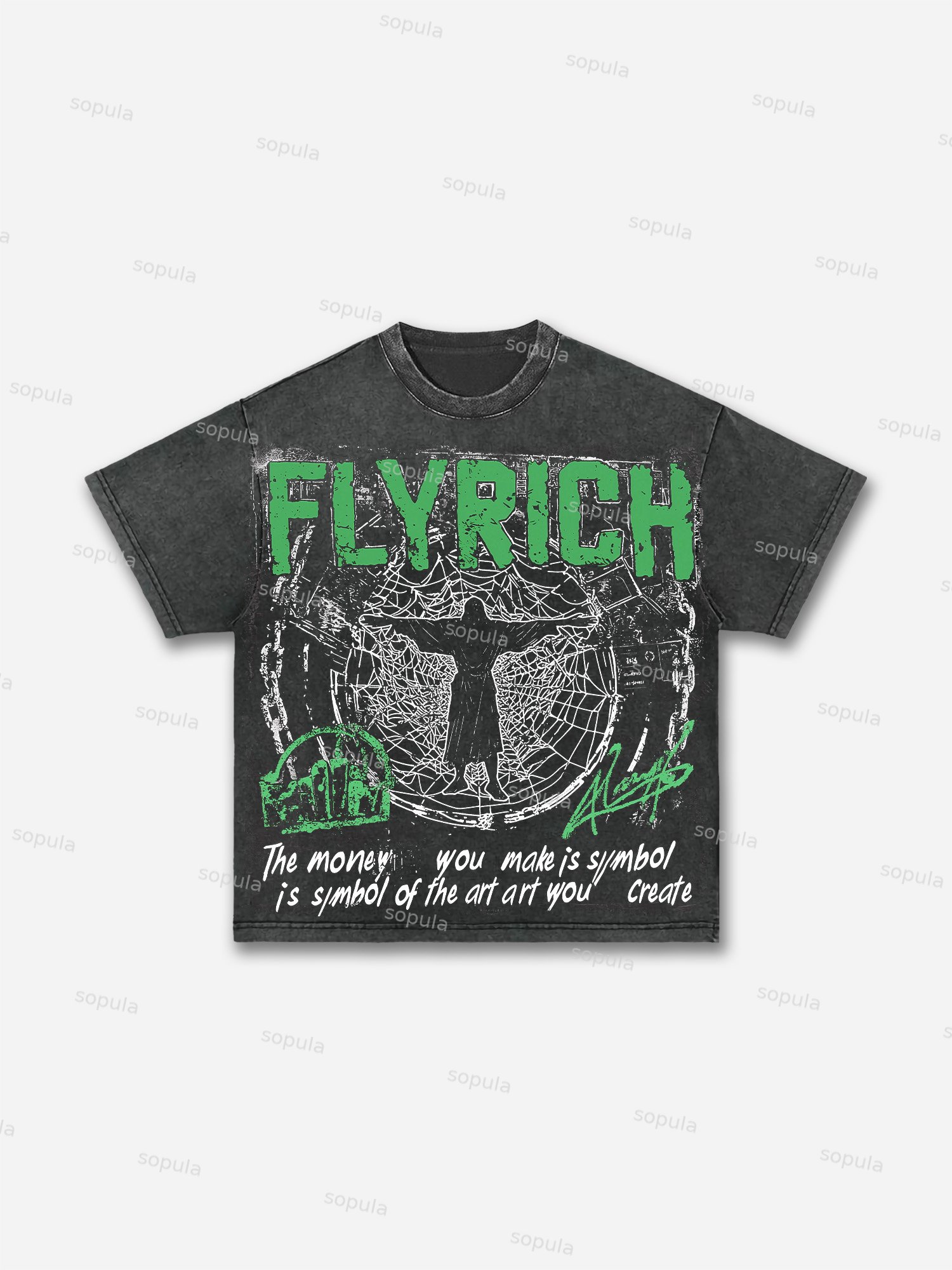 Vintage God Redeems Graphic Print Acid Wash T-shirt - SOPULA