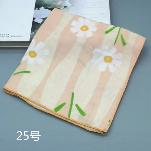 Handkerchiefs Women Kawaii Printing Simple Square Towel Pocket Elegant All-match Womens Leisure Female Cute Handkerchief Cotton