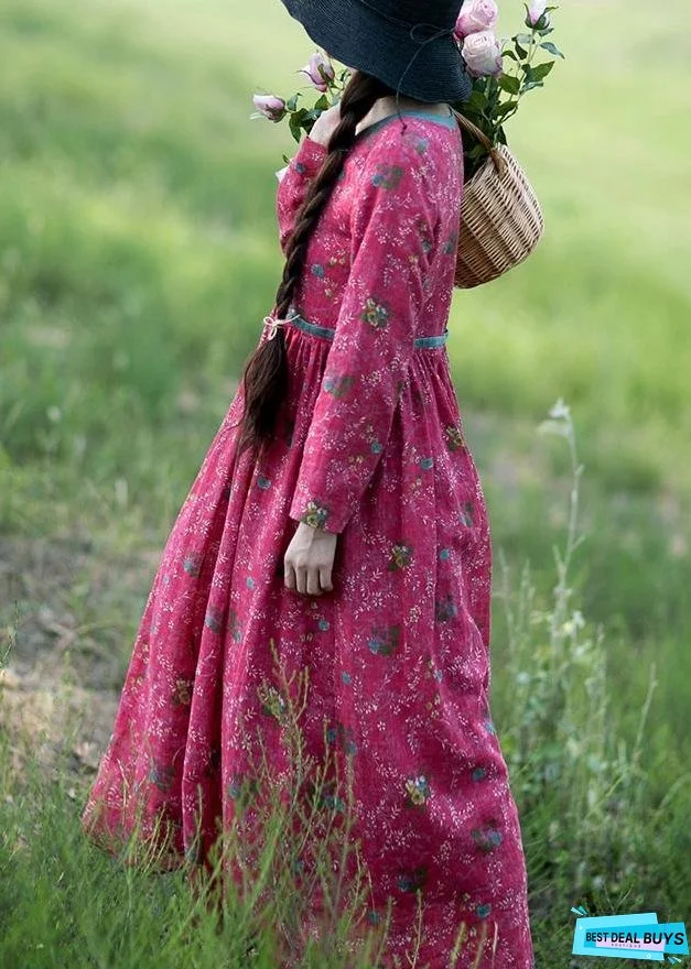 Style Patchwork Spring quilting dresses Red Print Dress