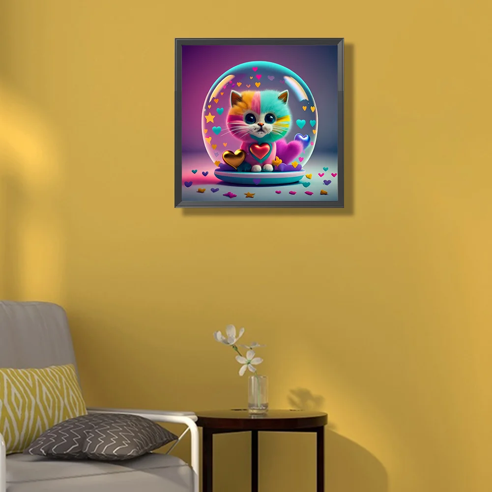 Partial AB Diamond Painting - Full Round Drill - Love Colourful Cat(Canvas|35*35cm)