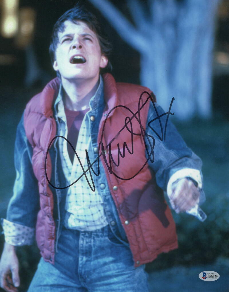 MICHAEL J FOX SIGNED AUTOGRAPH 11x14 Photo Poster painting - MARTY BACK TO THE FUTURE MM BECKETT