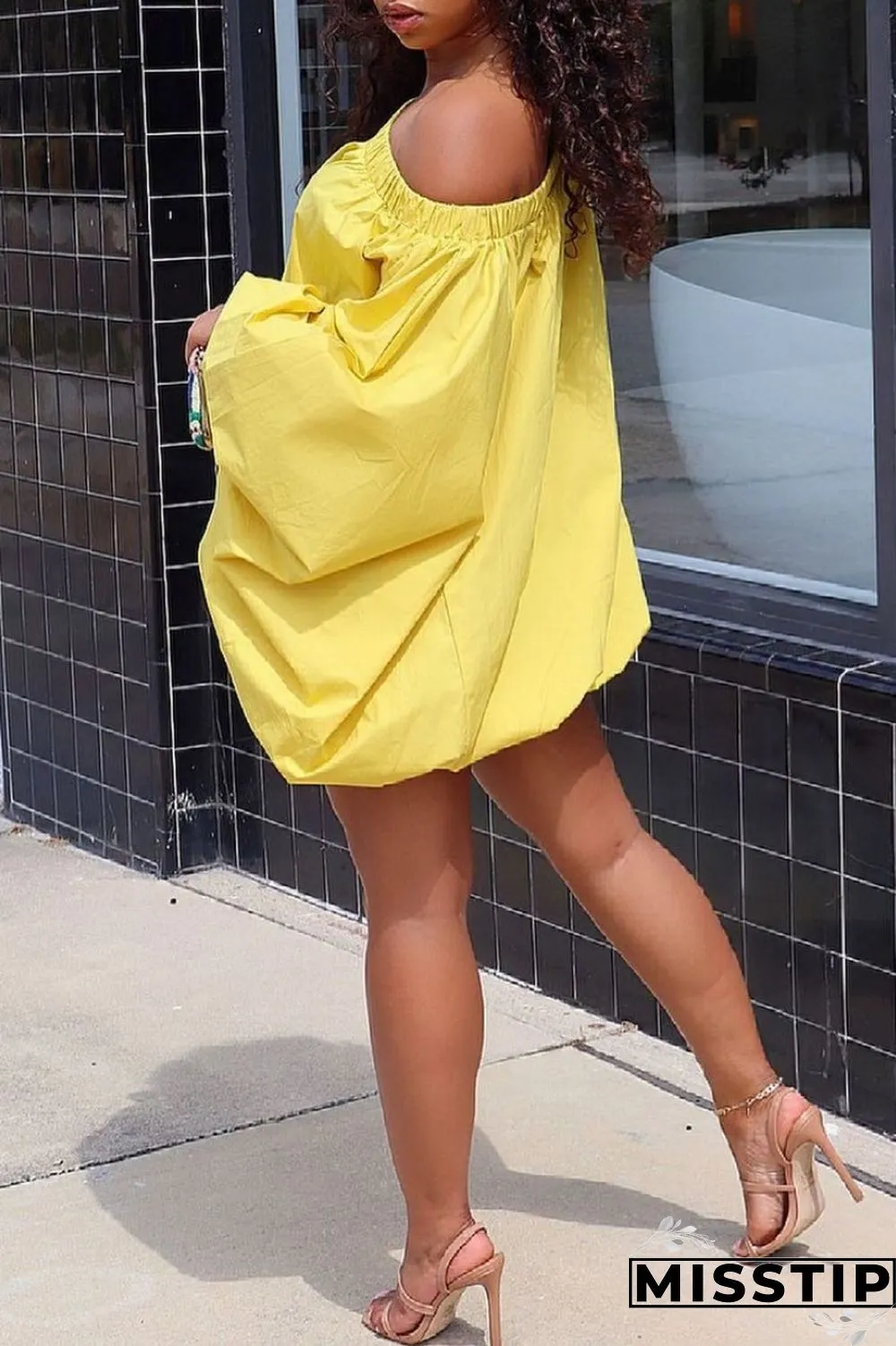 Pink Sexy Casual Solid Backless Off the Shoulder Long Sleeve Dresses