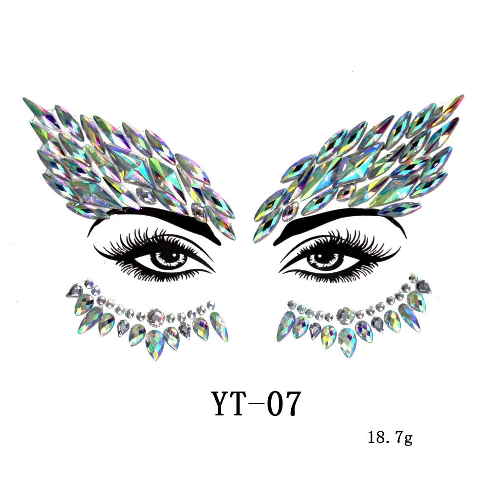 Sexy Style Rhinestone Acrylic Self-adhesive Jewelry Face Creative Tattoo Body Art Jewelry Masquerade Eyes Beauty Makeup Sticker