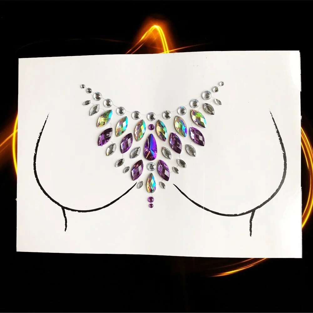 Sdrawing Chest Gem Tattoos Sticker Flash Breast Jewelry Decor Easy To Use Makeup Tools For Wedding Festival Tribal Style Cosmetic