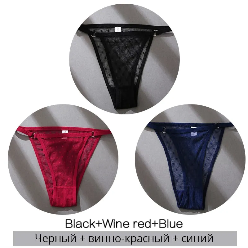 FINETOO M-2XL Sexy Panties Women Dot Lace Bikini Underpants Low Waist Lace Underwear Plus Size Panty Ladies Lingerie Girls Panty
