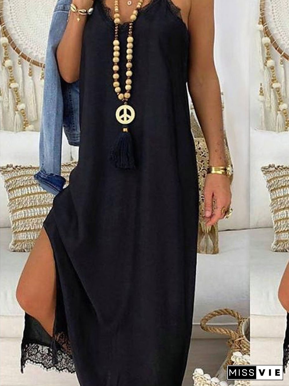 Women's Strap Dress Midi Dress Sleeveless Solid Colored Hot Slim Black S M L XL Black Dresses