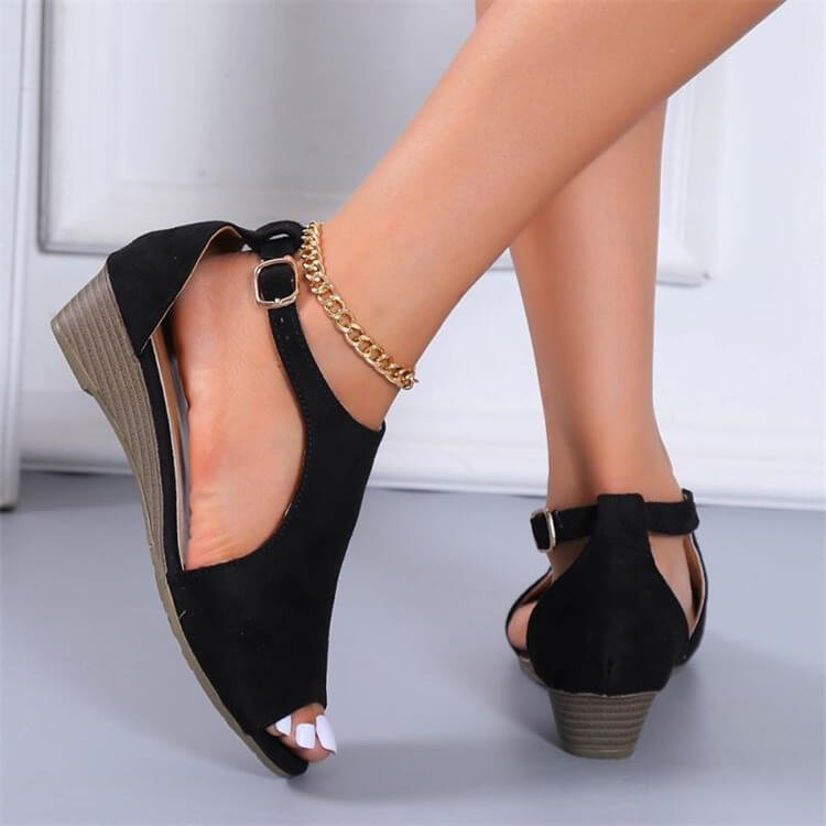 Women Fish Mouth Espadrilles Slingback Wedge Sandals