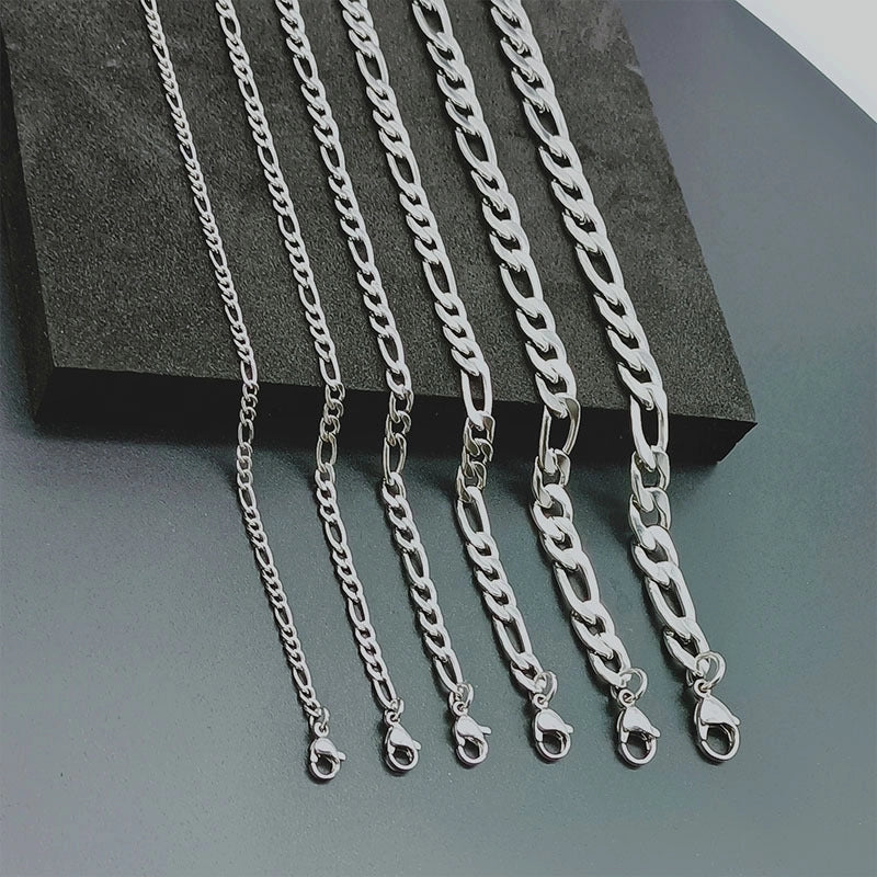 Stainless Steel NK Three One Necklace For Men And Women Jewelry Titanium Steel Figaro Necklace With Chain Clavicle Chain Cuba Chain