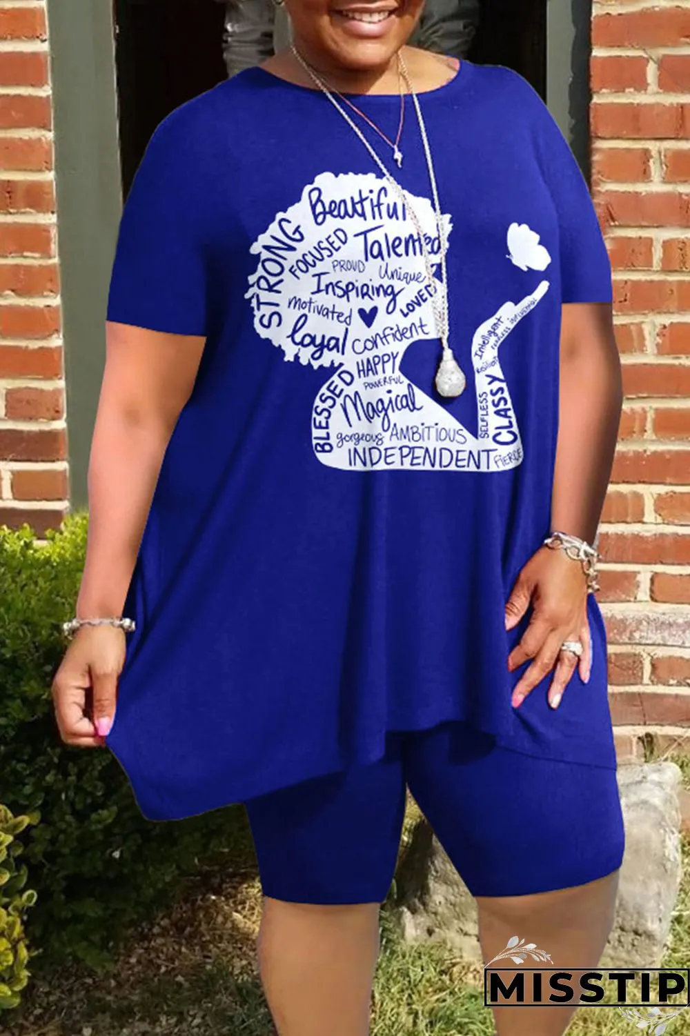 Burgundy Casual Street Print Patchwork O Neck Plus Size Two Pieces