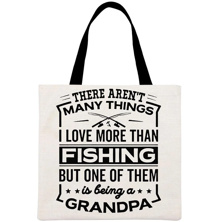 Being A Fishing Grandpa Printed Linen Bag-Annaletters