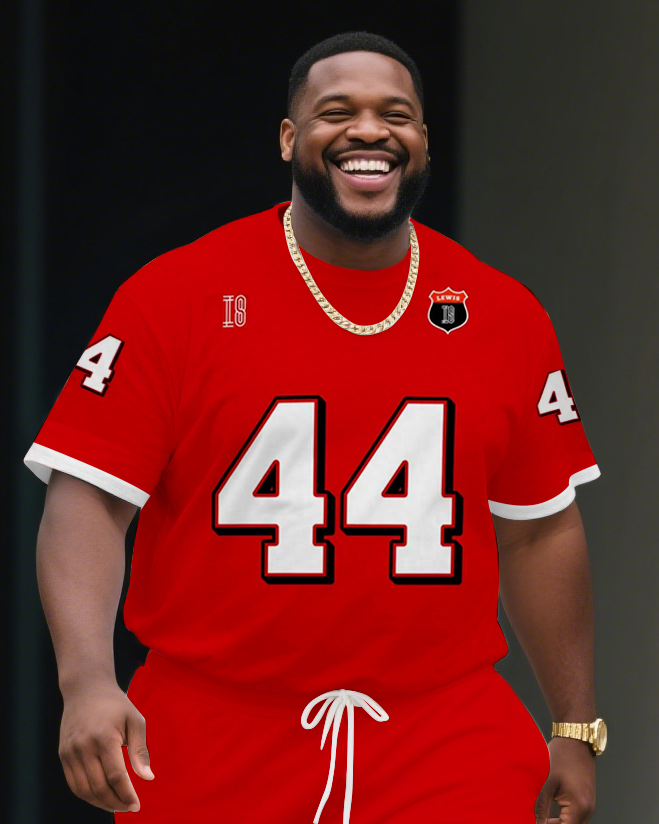 Men's Plus Size Lewis Hamilton Ferrari F1 2025 Football Jersey T-Shirt Shorts Suit