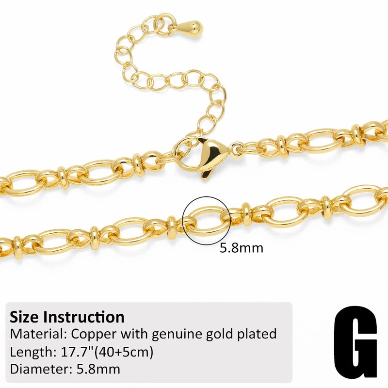 1 Piece 201 Stainless Steel 18K Gold Plated 40-45cm Diameter 4mm Jewelry Accessories Chain