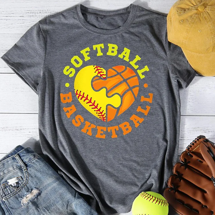 Softball Basketball Round Neck T-shirt-Annaletters