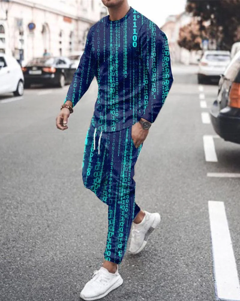 Men's Casual Letter Sports Long Sleeve Suit