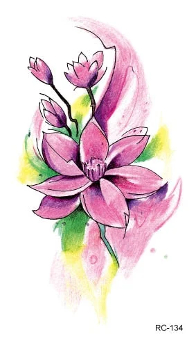 52 Kinds Watercolor Flora Lavender Waterproof Fake Tattoos Temporary Women Arm Chest Ankle Stickers Floral Body Art Tatto Flower