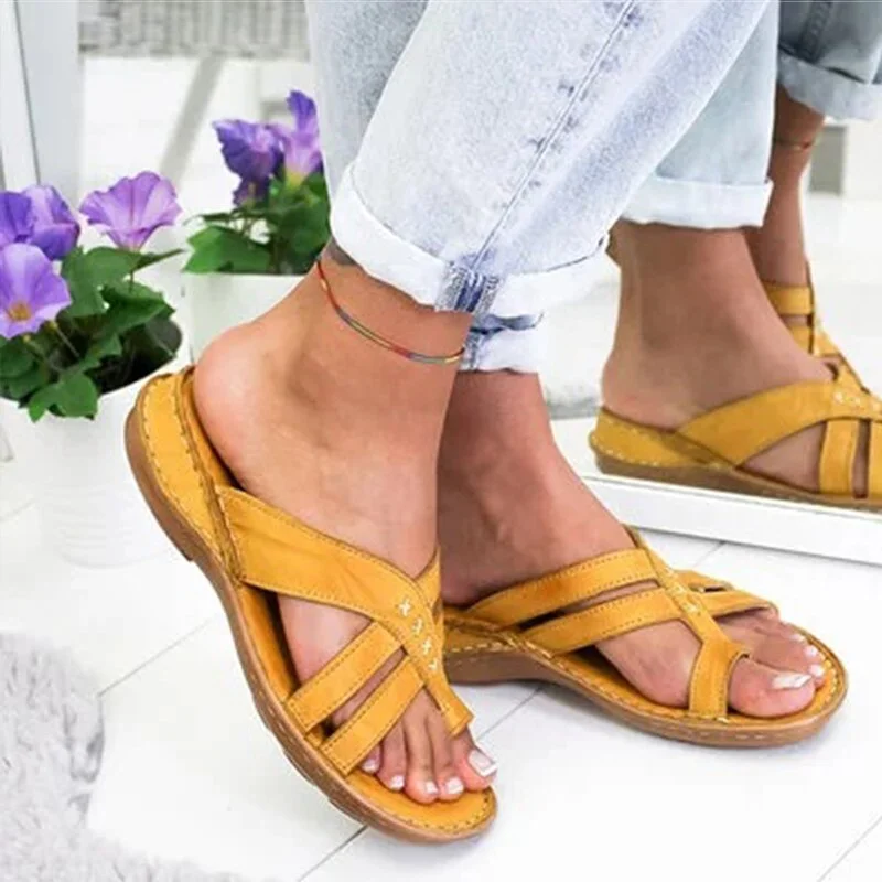 Women Sandals 2020 Summer Sandals For Women Beach Shoes Low Heels Wedges Shoes Women Flip Flops Gladiator Flat Sandalias Mujer