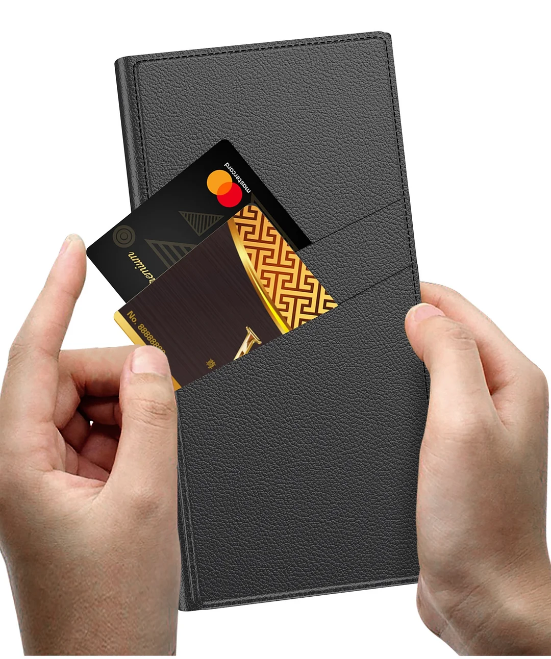 Samsung S Series Folding Stand Carbon Fiber Fine Pore Leather Phone Case