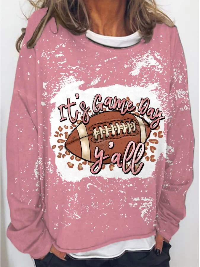 Women's It's Game Day Ya'll Football Print Long Sleeve Sweatshirt
