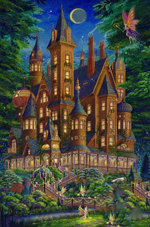 Fairy Moon Night Castle 11CT Stamped Cross Stitch 50*75CM