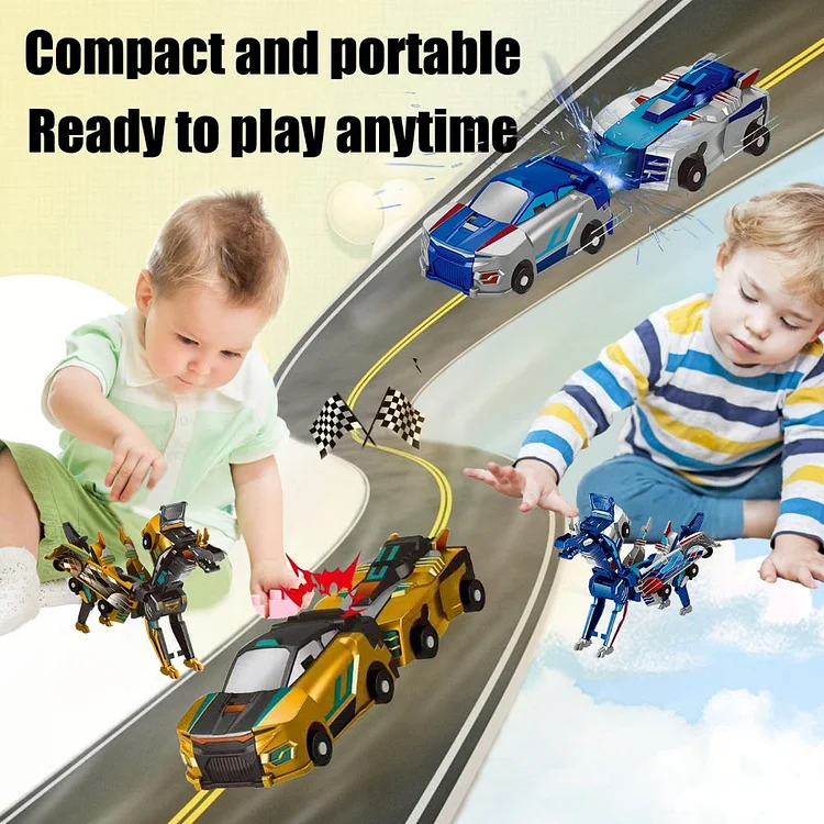 2-in-1 Transforming Dragon Car Toy with Collision Action slivor