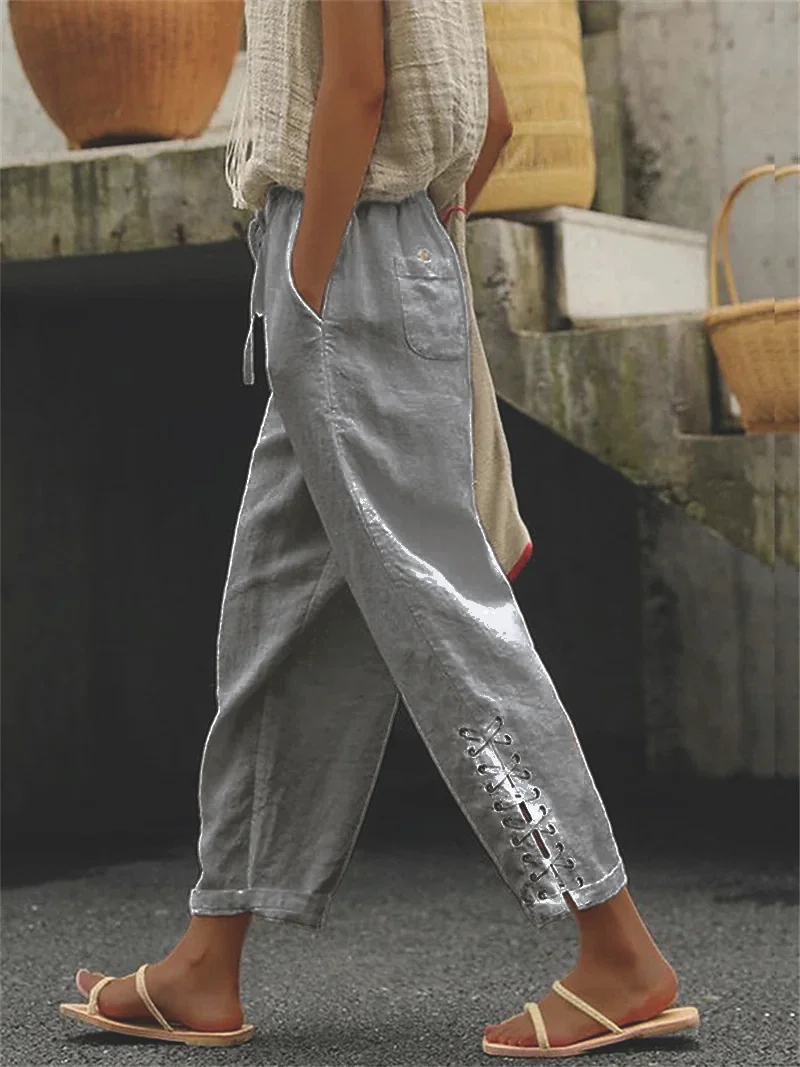 Casual Cotton Pocket Pants