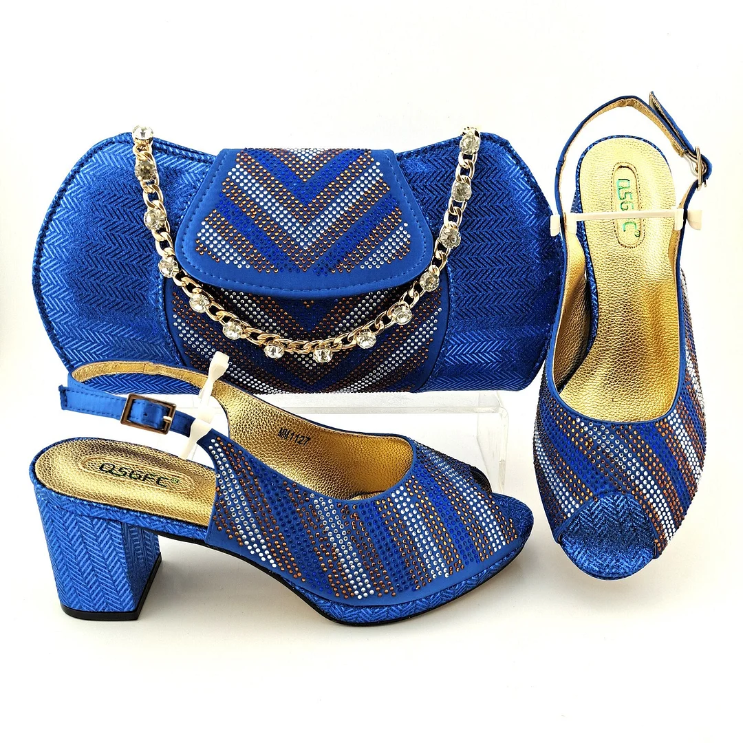 Italian Design Decoration Concise Shoes and Bag For Party Nigerian Fashion Women Shoes and Bag Set