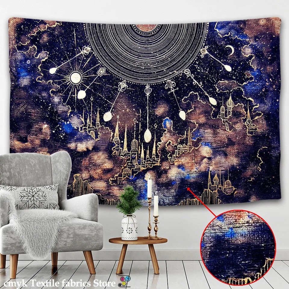 Tapestry psychedelic pattern yoga Science fiction tapestry carpet Hippie Home Decor Wall Tapestry Blanket Galaxy Hanging Tapestr