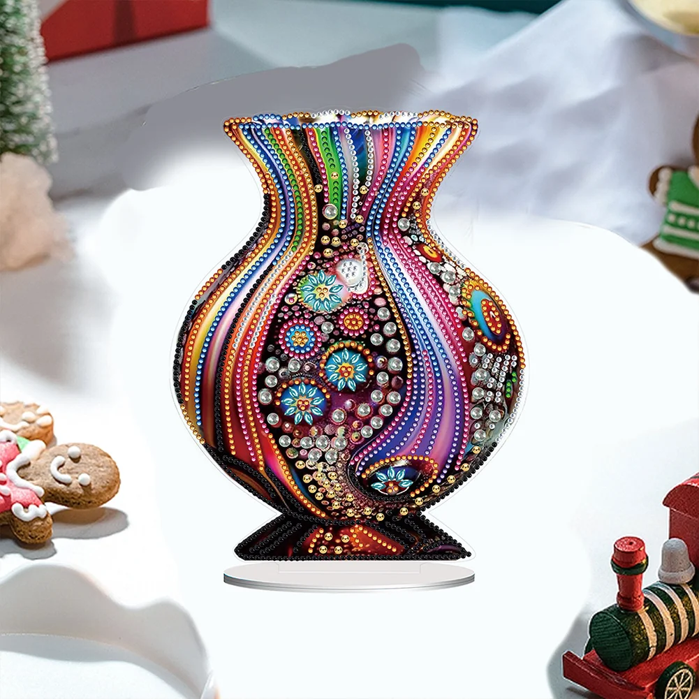 5D DIY Artistic Vase Acrylic Special Shaped Desktop Diamond Art Kit for Desktop Decor