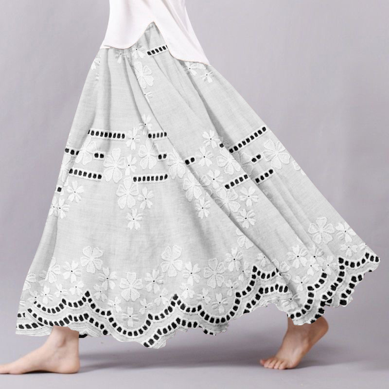 Women's Vintage Floral Lace Embroidered Hollow Skirt artswardrobe