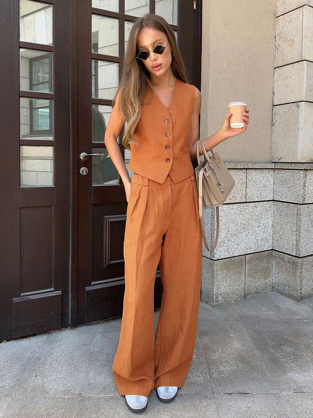 Ootddress 2 Piece-Set Fashion Women Wide Leg Trousers Patchwork High Waist Casual Straight Legg Outfits Vestidos Women's Pants Sets